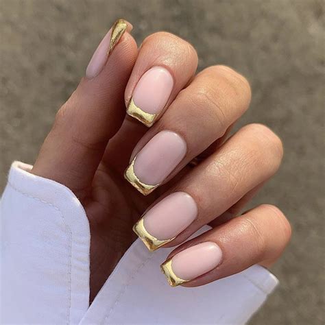 gold chrome french tip|gold and white french tips.